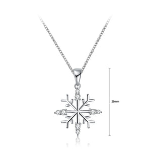 Simple Snowflake Pendant with White Cubic Zircon and Necklace