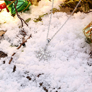 Simple Snowflake Pendant with White Cubic Zircon and Necklace