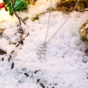 Christmas Tree Pendant with White Austrian Element Crystal and Necklace