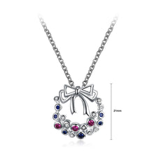 Load image into Gallery viewer, Christmas Bow Pendant with Colored Austrian Element Crystal and Necklace