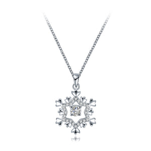 Sparkling Snowflake Pendant with Cubic Zircon and Necklace