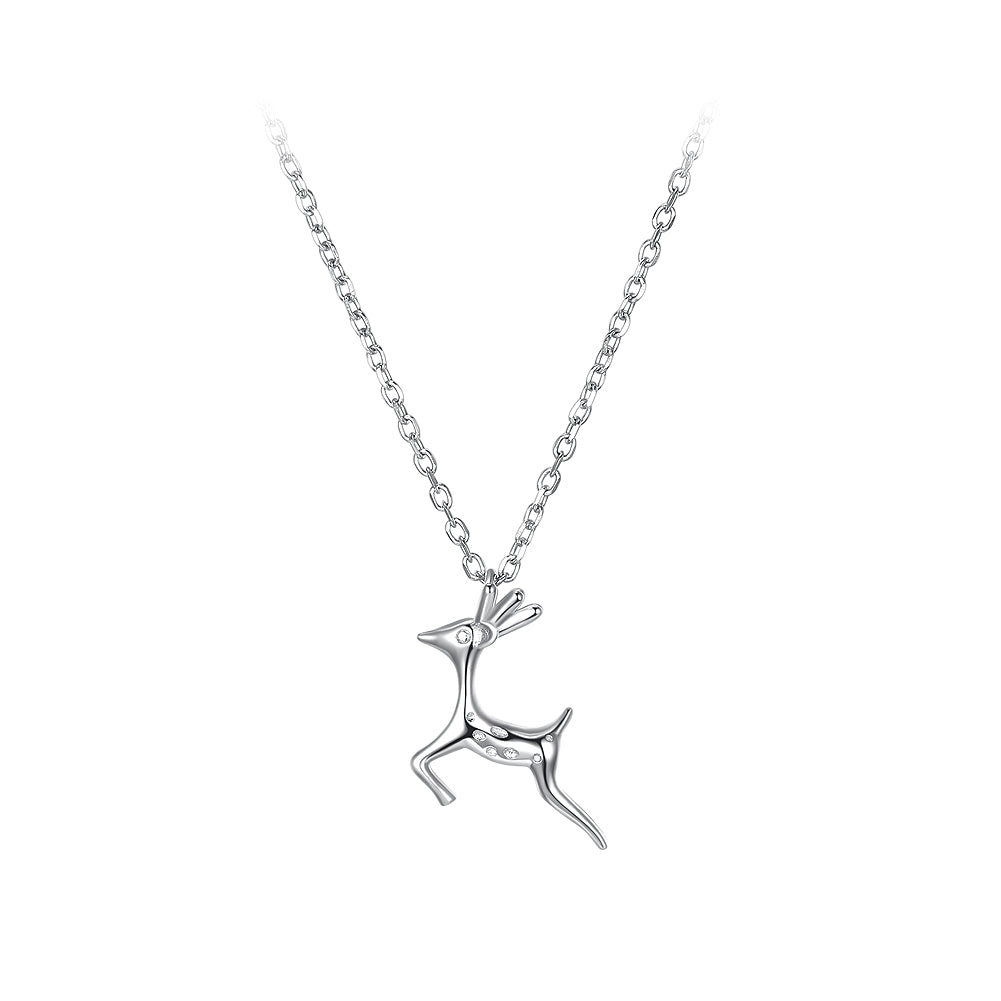925 Sterling Silver Deer Pendant with Necklace
