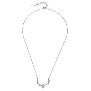 925 Sterling Silver Antler Necklace with Austrian Element Crystal - Glamorousky