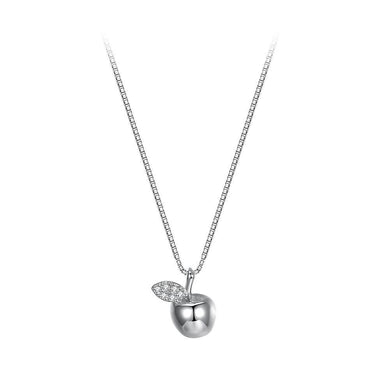 925 Sterling Silver Apple Pendant with Necklace - Glamorousky