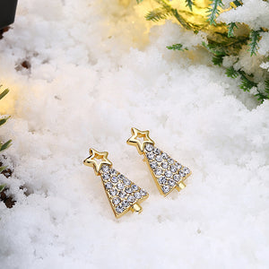 Delicate Christmas Tree Stud Earrings with Austrian Element Crystal