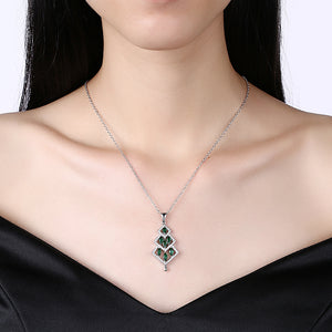 Sparkling Christmas Tree Pendant with Green Austrian Element Crystal and Necklace