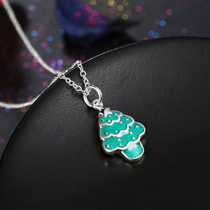 Green Christmas Tree Pendant with Necklace