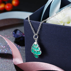 Green Christmas Tree Pendant with Necklace