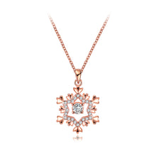 Load image into Gallery viewer, Plated Rose Gold Snowflake Pendant with White Cubic Zircon and Necklace