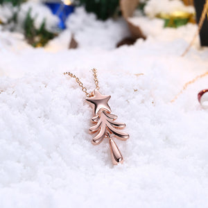 Plated Rose Gold Christmas Tree Pendant with Necklace