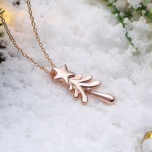 Plated Rose Gold Christmas Tree Pendant with Necklace