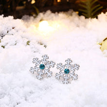 Load image into Gallery viewer, Sparkling Snow Stud Earrings with Blue Austrian Element Crystal
