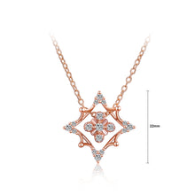 Load image into Gallery viewer, Plated Rose Gold Snowflake Pendant with Austrian Element Crystal and Necklace