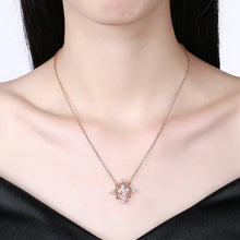 Load image into Gallery viewer, Plated Rose Gold Snowflake Pendant with Austrian Element Crystal and Necklace