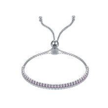 Load image into Gallery viewer, 925 Sterling Silver Simple Bracelet with Pink Cubic Zirconia