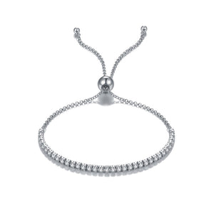 925 Sterling Silver Simple Bracelet with White Cubic Zirconia