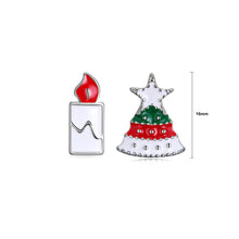 Load image into Gallery viewer, Simple Christmas Tree and Candle Asymmetric Stud Earrings