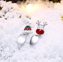 Load image into Gallery viewer, Cute Christmas Tree and Elk Asymmetric Earrings