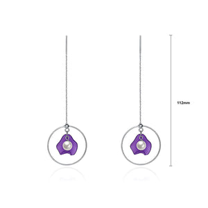 925 Sterling Silver Purple Shell Earrings with Fashion Pearl