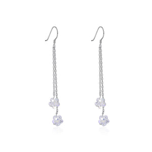925 Sterling Silver Flower Earrings with Austrian Element Crystal