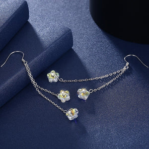 925 Sterling Silver Flower Earrings with Austrian Element Crystal