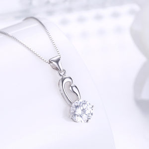 925 Sterling Silver Simple Pendant In with Cubic Zircon and Necklace