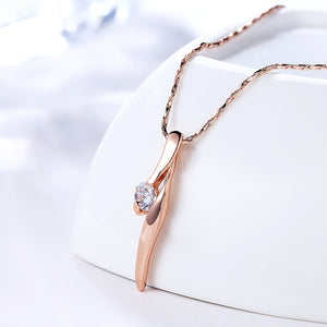 Simple Rose Gold Plated Water Drop Pendant with Austrian Element Crystal and Necklace