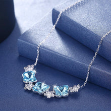 Load image into Gallery viewer, 925 Sterling Silver Butterfly Necklace with Blue Austrian Element Crystal - Glamorousky