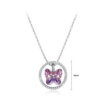 Load image into Gallery viewer, 925 Sterling Silver Butterfly Pendant with Purple Austrian Element Crystal and Necklace - Glamorousky