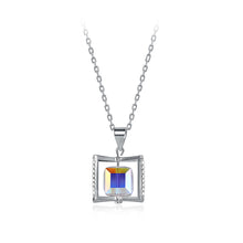 Load image into Gallery viewer, 925 Sterling Silver Rotating Square Pendant with Austrian Element Crystal and Necklace