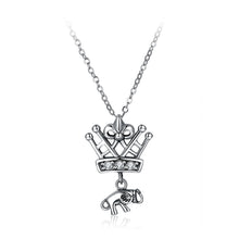 Load image into Gallery viewer, 925 Sterling Silver Crown Pendant with Austrian Element Crystal and Necklace