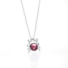 Load image into Gallery viewer, 925 Sterling Silver Crab Pendant with Purple Austrian Element Crystal and Necklace