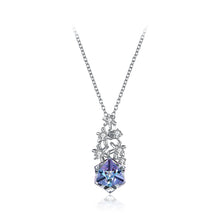 Load image into Gallery viewer, 925 Sterling Silver Snowflake Pendant with Colored Austrian Element Crystals and Necklace