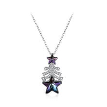 Load image into Gallery viewer, 925 Sterling Silver Christmas Tree Pendant with Purple Austrian Element Crystal and Necklace - Glamorousky
