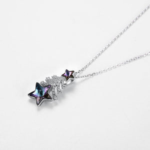 925 Sterling Silver Christmas Tree Pendant with Purple Austrian Element Crystal and Necklace - Glamorousky