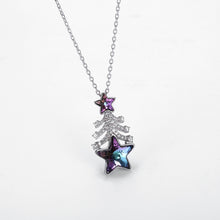 Load image into Gallery viewer, 925 Sterling Silver Christmas Tree Pendant with Purple Austrian Element Crystal and Necklace