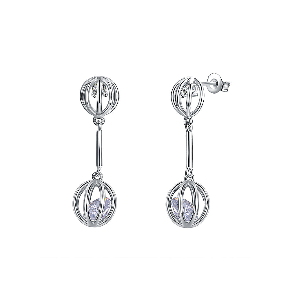 925 Sterling Silver Lantern Earrings with Austrian Element Crystal