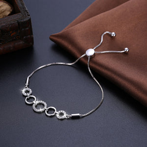 925 Sterling Silver Simple Ring Bracelet with Austrian Element Crystal