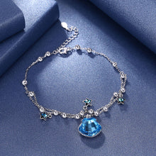 Load image into Gallery viewer, 925 Sterling Silver Shell Star Bracelet with Blue Austrian Element Crystal