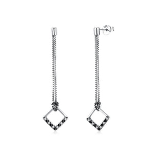 925 Sterling Silver Simple Geometric Earrings with Austrian Element Crystal