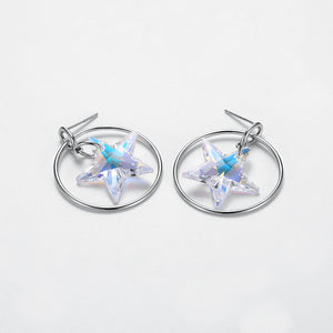 925 Sterling Silver Star Earrings with Austrian Element Crystal