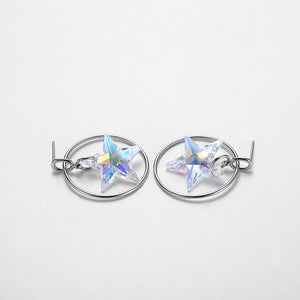 925 Sterling Silver Star Earrings with Austrian Element Crystal