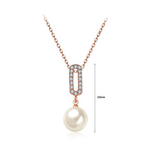Load image into Gallery viewer, Simple Plated Rose Gold Pearl Pendant with Austrian Element Crystal and Necklace