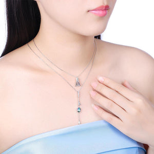 925 Sterling Silver Badminton Pendant with Austrian Element Crystal and Necklace - Glamorousky