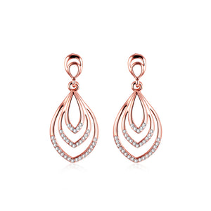 Plated Rose Gold Water Drop Earrings with Austrian Element Crystal