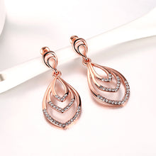 Load image into Gallery viewer, Plated Rose Gold Water Drop Earrings with Austrian Element Crystal