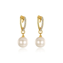 Load image into Gallery viewer, Elegant Pearl Gold Earrings with Austrian Element Crystal