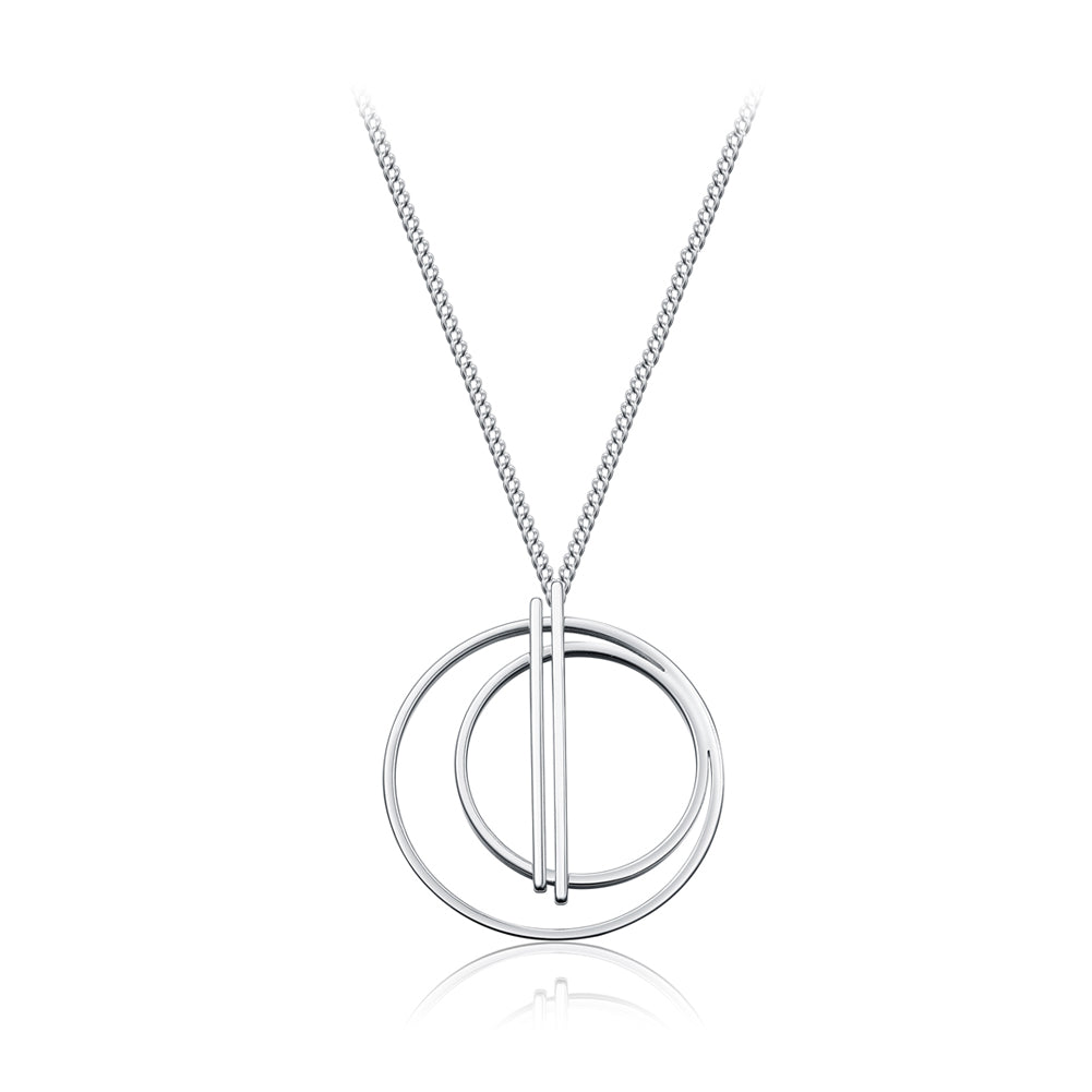 Simple Double Circle Pendant with Necklace