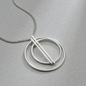 Simple Double Circle Pendant with Necklace