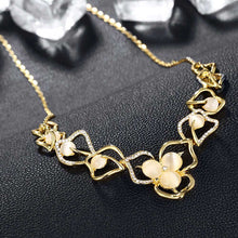 Load image into Gallery viewer, Elegant Flower Necklace with Opal and Austrian Element Crystal